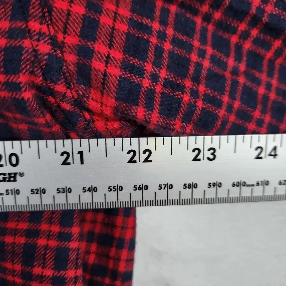 Levis Plaid Flannel Long Sleeve Button‎ Up Shirt Red Blue Size Medium Cotton